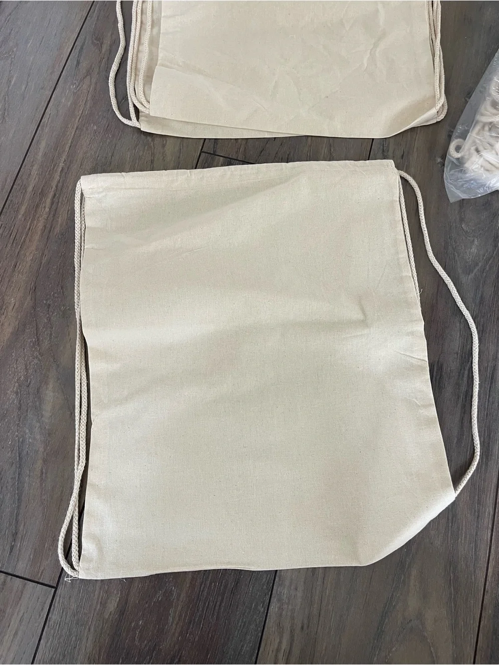 Beige canvas drawstring cotton backpacks 15 bag in total brand new never used
